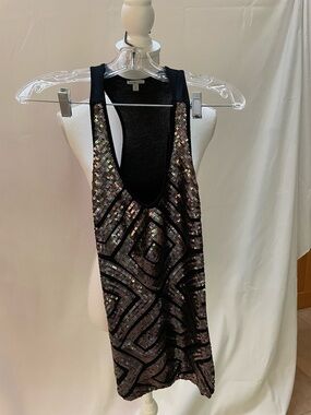 Charlotte Russe Black and Silver Sequin Tank